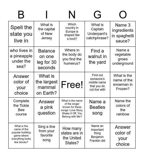 Hearn Christmas Bingo Card