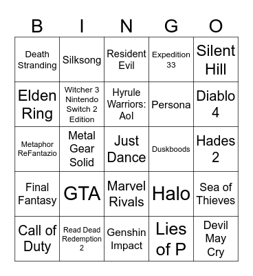 Nintendo Partner Showcase 31.07.25 Bingo Card