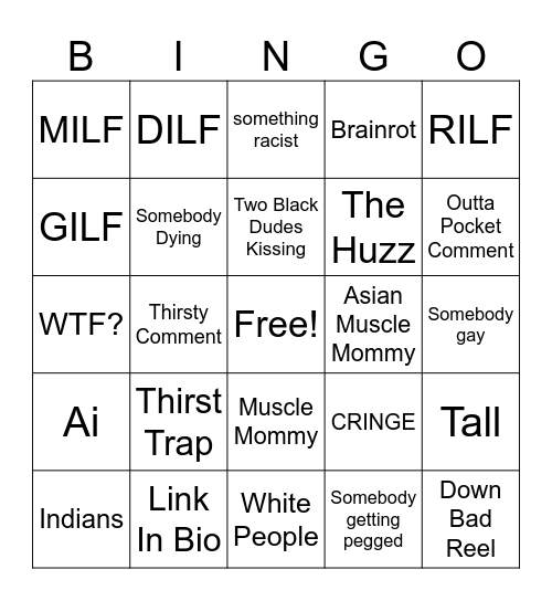 Instagram Bingo Card