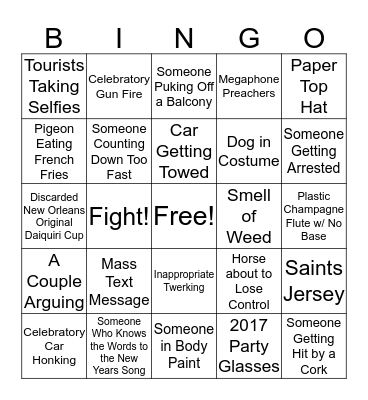 NYE in NOLA Bingo Card