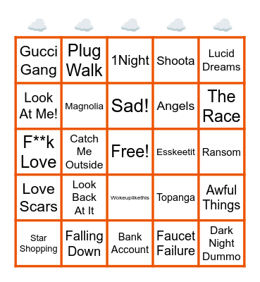 Sound Cloud Rap Bingo Card