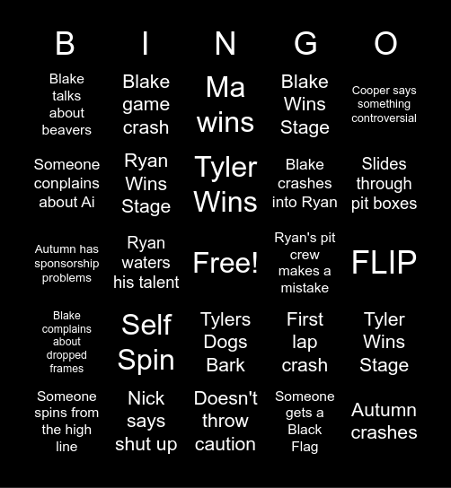 2025 Goatco Cup Series Bingo Card