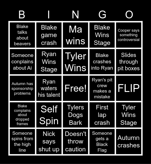 2025 Goatco Cup Series Bingo Card