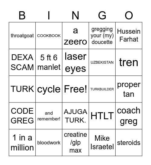 GREGGING MY DOUCETTE Bingo Card
