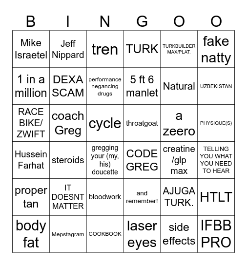 GREGGING MY DOUCETTE Bingo Card