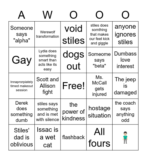 Teen Wolf Bingo Card