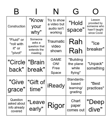 Game On! BLT Retreat Bingo Card