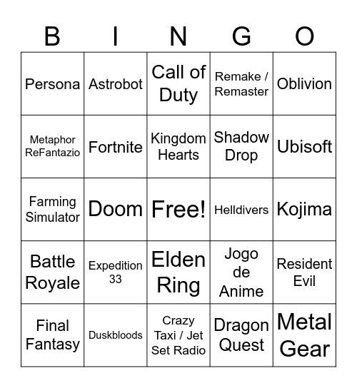 Nintendo Direct Partner Showcase 31.7.25 Bingo Card