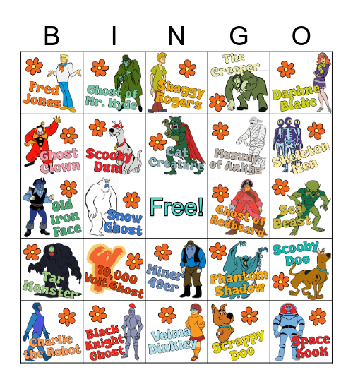 Scooby Doo for Kids Bingo Card