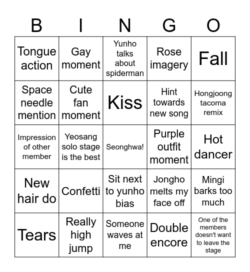 Ateez Bingo Card