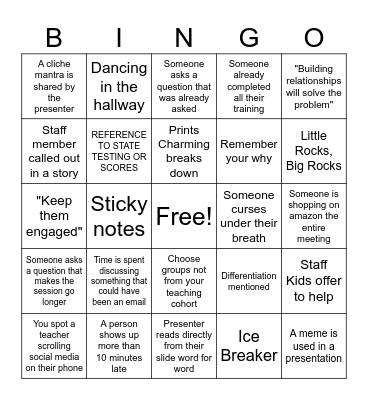 PD Bingo Card