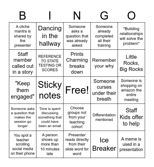 PD Bingo Card