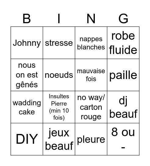 Shabby Chic Bingo Card