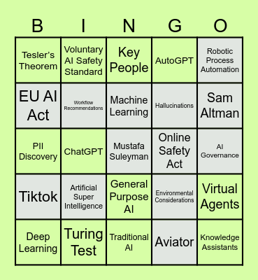 AI Buzzwords Bingo Card