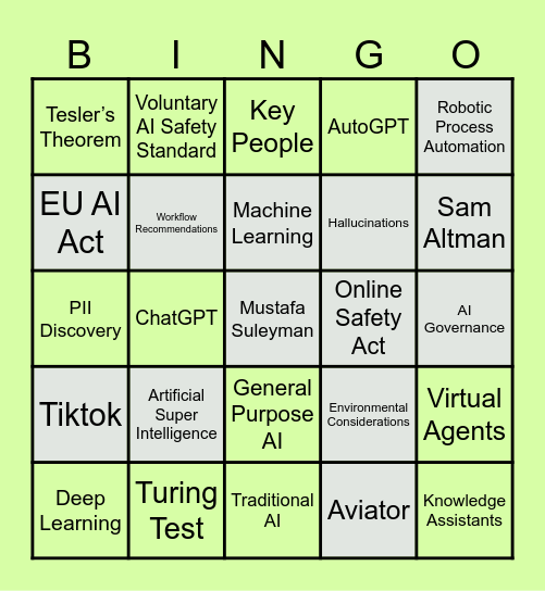 AI Buzzwords Bingo Card