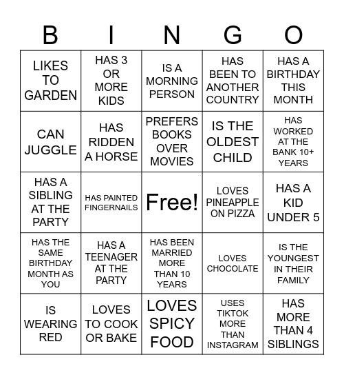 FIND SOMEONE WHO... Bingo Card