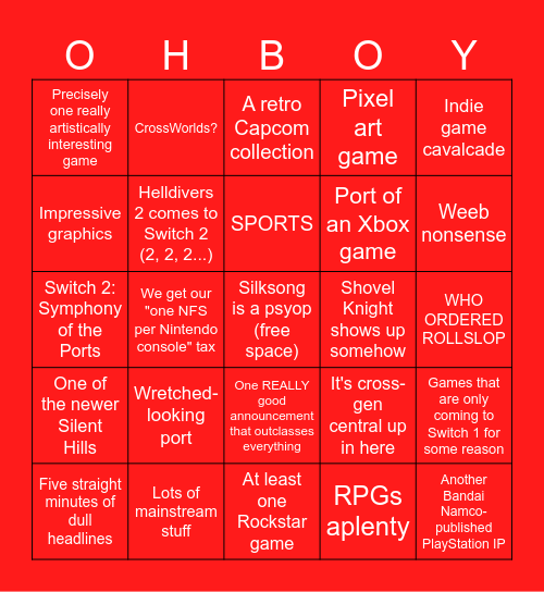 nontindo Bingo Card