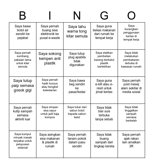 BINGO CSR Bingo Card