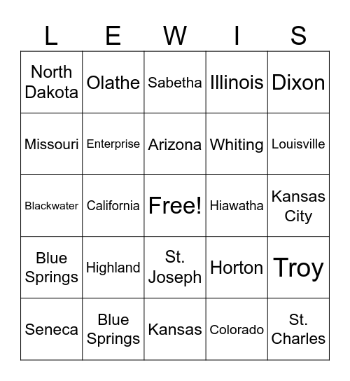 Lewis Reunion Bingo 2025 Bingo Card