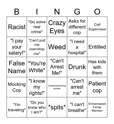Police Video Bingo! Bingo Card