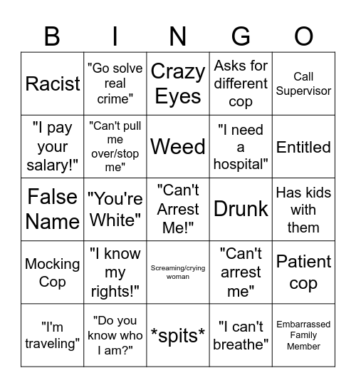 Police Video Bingo! Bingo Card