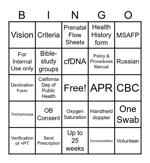 Untitled Bingo Card