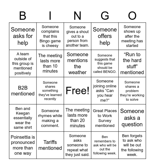 Untitled Bingo Card