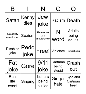 South park Bingo Card