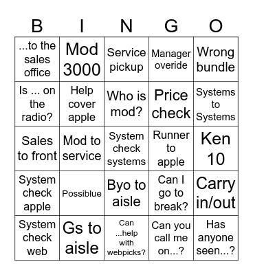 Radio bingo Card