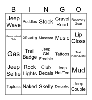 Jeep Girl Blingo Bingo Card