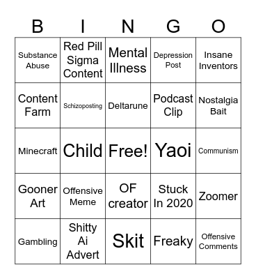 Instagram Reels Bingo Card