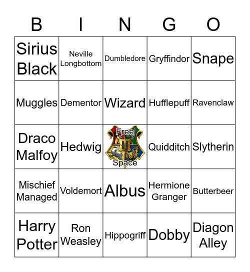 Hogwarts Bingo Card