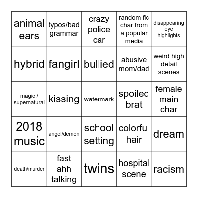 gacha cringe bingo Card