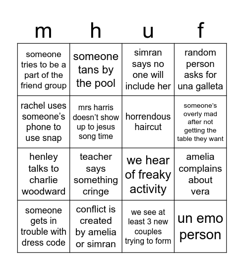 i’m retreating Bingo Card