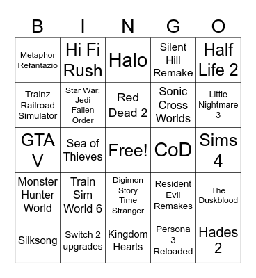 Nintendo Direct Partner Showcase July 2025 Bingo Card