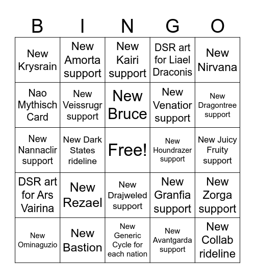 DivineZ set 11 prediction Bingo Card