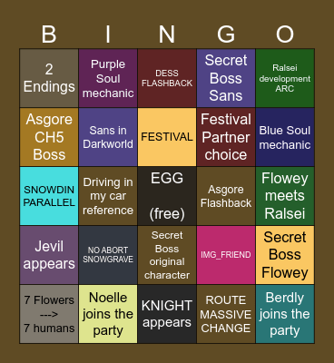 DELTARUNE CHAPTER 5 Bingo Card