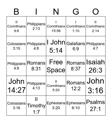 Bible Bingo  Bingo Card