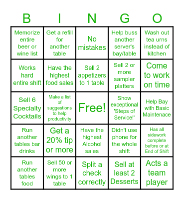 Server Bingo Card