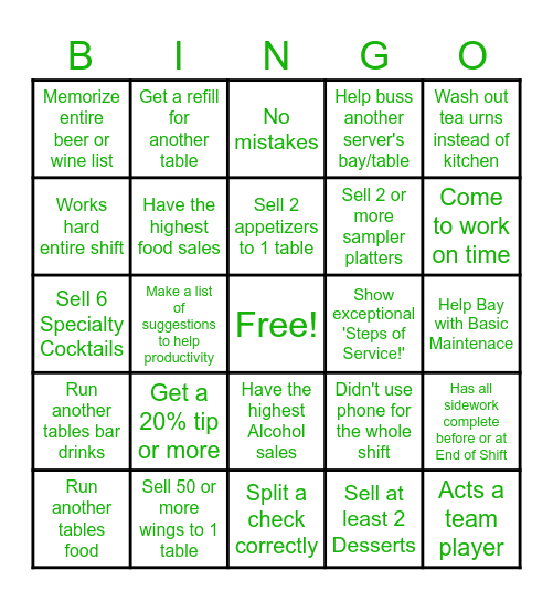 Server Bingo Card