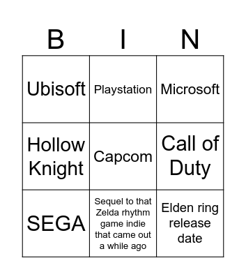 Nintendo Direct!!! Bingo Card