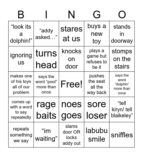Resse Bingo Card