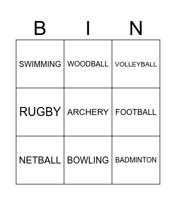 SPORTS Bingo Card