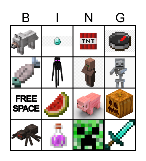 Minecraft Bingo Game Bingo Card