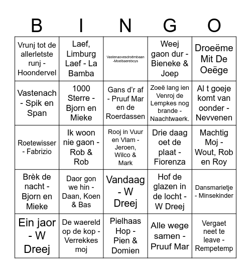 Vastelaovesbingo Card