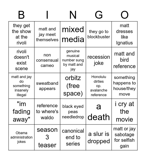 nirvana the band the show the movie the bingo Card