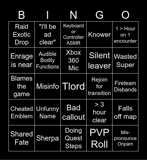 DP BINGO Card