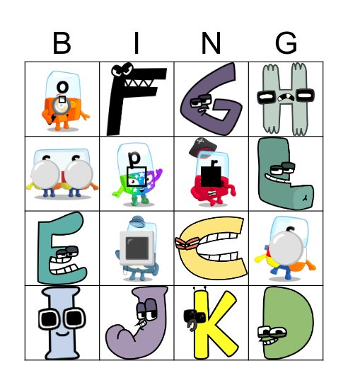 Alphablocks Phase 2 Bingo Card