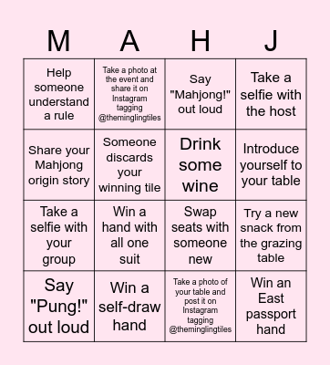 Mahjong Bingo Card