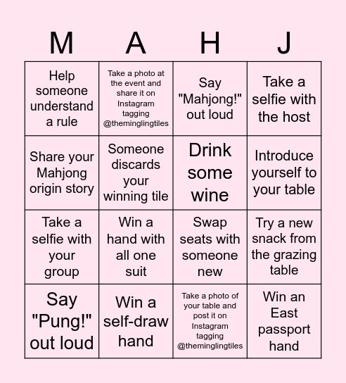 Mahjong Bingo Card